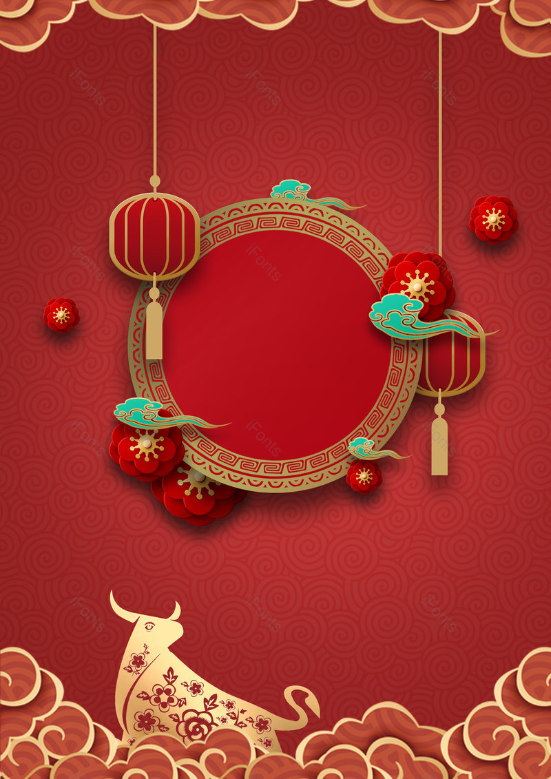 2021简约牛年春节红色新年背景,插画/手绘图,插画/手绘图库,插画/手绘图下载,插画/手绘